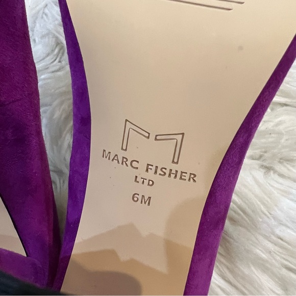 Marc Fisher LTD Magenta Suede Abilene Pointy Toe Block Heel Pumps Size 6M - Picture 7 of 9